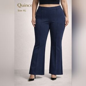 Quince Women's Ultra-Stretch Ponte Flare Leg Pants Navy Blue Rayon Nylon SizeXL